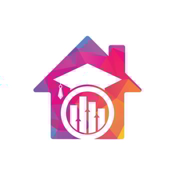 Education hat finance home shape concept logo design vector icon. Education logo design and investment logo.