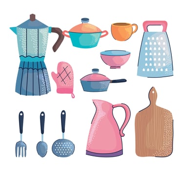 cookware twelve icons vector