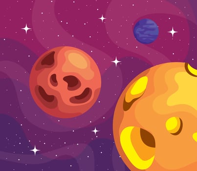 space planets scene vector