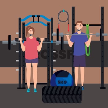 athletes couple characters vector