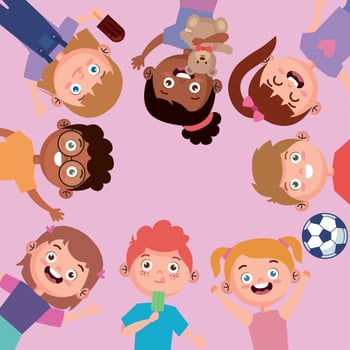 interracial kids around vector