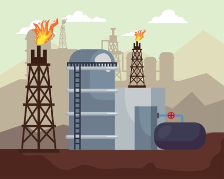 fracking factory scene vector