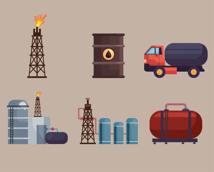 six fracking icons vector