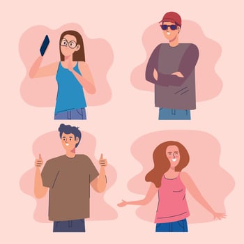 four influencers characters vector