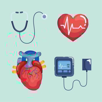 four hypertension icons vector