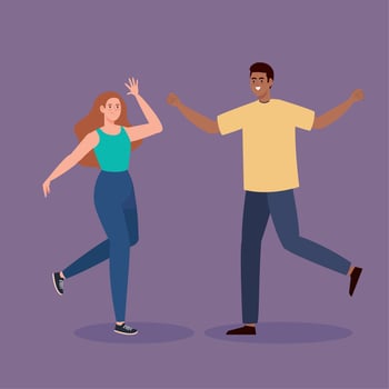 young interracial couple vector