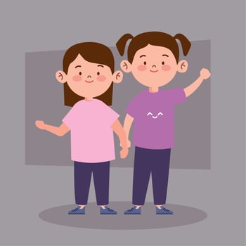 korean cute little girls vector