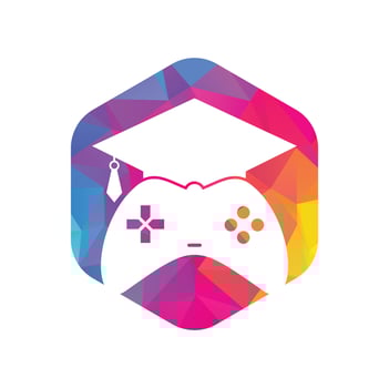Game education vector logo design. Game console with graduation cap icon design.