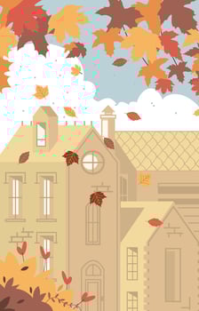 Autumn Leaves Fall On Houses  Background vector