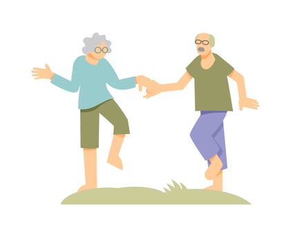 senior, happy, age, dancing vector