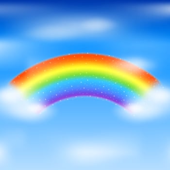 Rainbow icon isolated on blue sky background vector