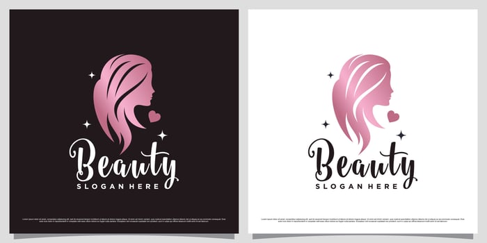 Elegant beauty logo design for woman salon with creative element and business card template vector