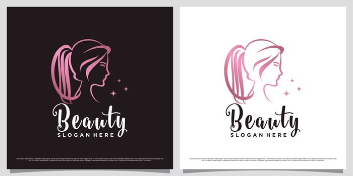 Elegant beauty logo design for woman salon with creative element and business card template vector