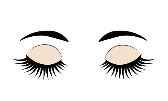 Closed eyes with long eyelashes and eyebrows. Eye flat icon isolated on white. vector