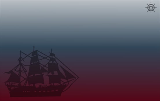 Columbus Day, with white, blue, and red gradient background and Columbus Ship at vector and steer in the right top corner, empty space for copy paste. Can be used for content with the same theme