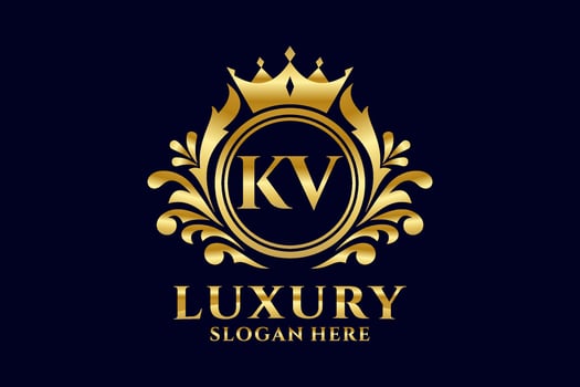 Initial KV Letter Royal Luxury Logo template in vector art for luxurious branding projects and other vector illustration.