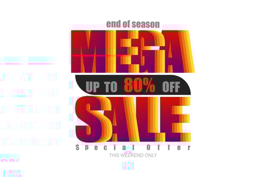 mega sale up to 80 percent end of year special offer colorful tone vector illustration eps10