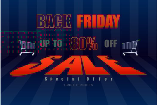 back friday up to 80 percent special offer dark blue tone vector illustration eps10
