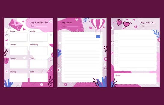 Heart Themed Journal Template vector
