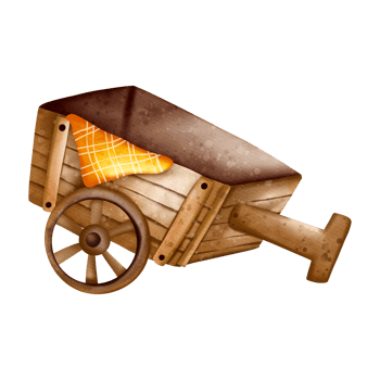 Wooden cart, Watercolor illustration png