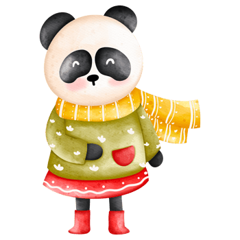 Cute Christmas Watercolor Bear, Panda, Teddy, Autumn or Fall Animal, Watercolor illustration png