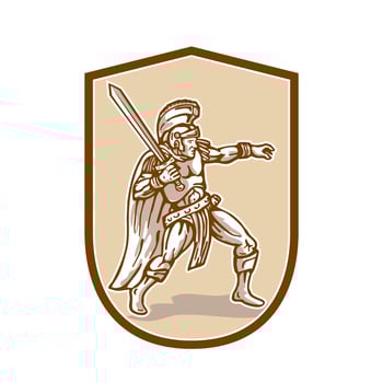 Centurion Roman Soldier Wielding Sword Cartoon vector
