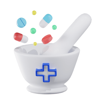 Mortar Pestle Pill Medical 3D Illustration png