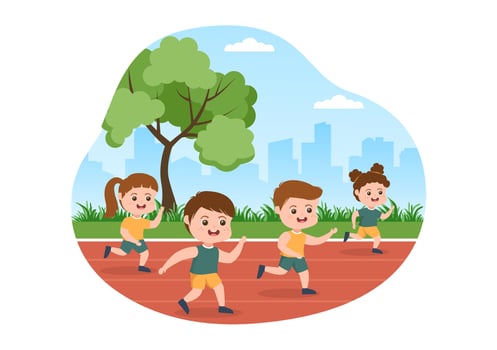 Running Racing Template Hand Drawn Cartoon Flat Illustration People Jogging for Long Distance Run Marathon Tournament Sport vector