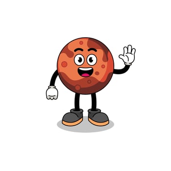 mars planet cartoon doing wave hand gesture vector
