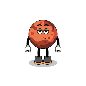 mars planet cartoon couple with shy pose vector
