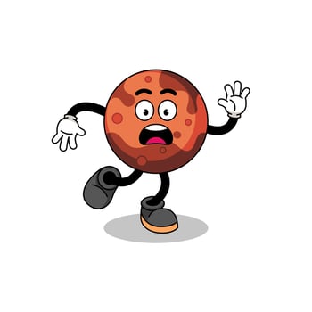 slipping mars planet mascot illustration vector