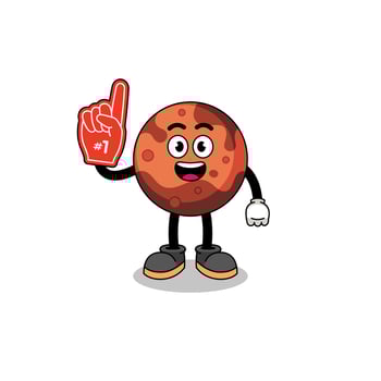Cartoon mascot of mars planet number 1 fans vector
