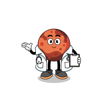 Cartoon mascot of mars planet doctor vector