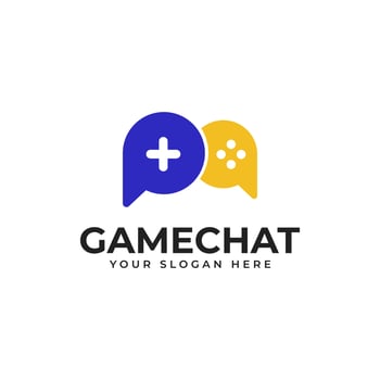 Gamer Logo Design Template With Combination Bubble Chat and Joystick Game vector