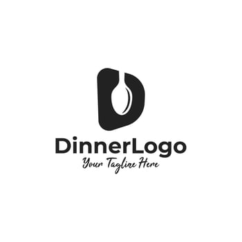 Dinner Logo With Spoon and Letter D vector