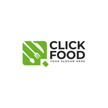 Click Food Logo Concept For Restaurant, Cafe, and Online Food Business vector