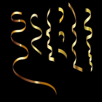 set of golden christmas serpentine vector
