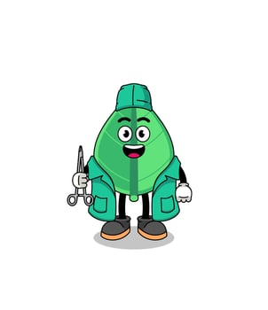 Illustration of leaf mascot as a surgeon vector