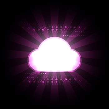 Abstract pink vector digital wireless technology background with cloud shape and sunbeam lights effect on dark backdrop for Hitech background