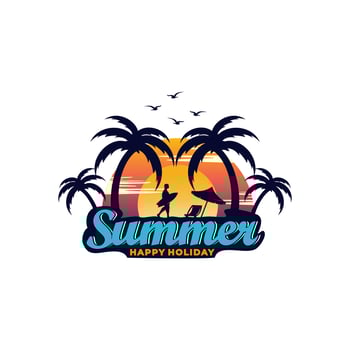 Beach summer vector logo illustration