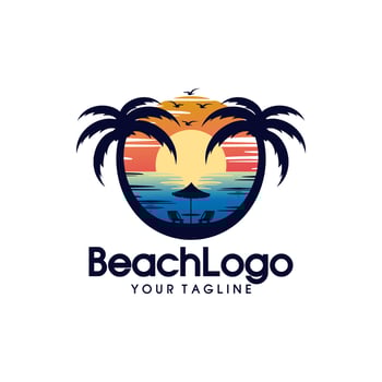 Beach summer vector logo illustration