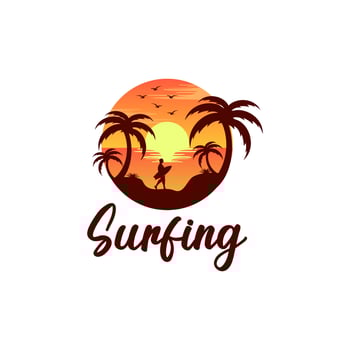 Beach summer vector logo illustration