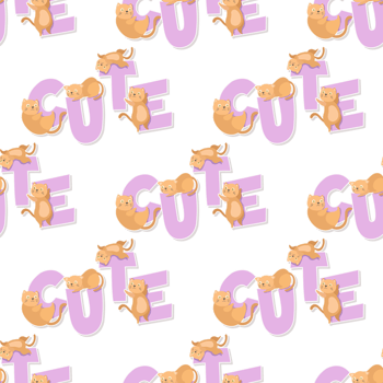 cat cartoon and word pattern png