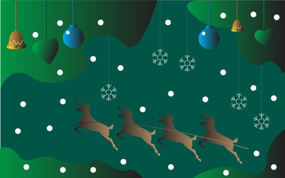 Christmas background with deer and ornament.Merry Christmas and Happy New Year. Background with realistic festive gifts box. Porcelain figurines of beautiful white deer. vector