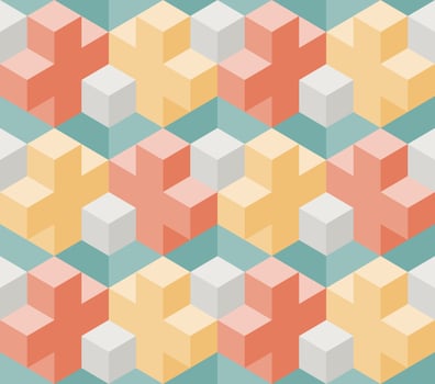 Seamless Pattern Crosses And Cubes Shape vector