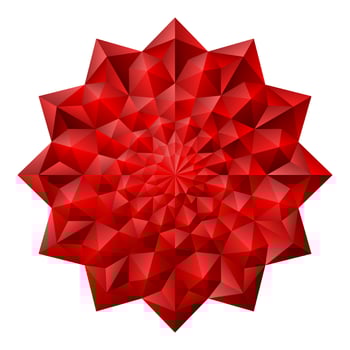 Red 3D Geometric Flowers Mandala Origami Style vector