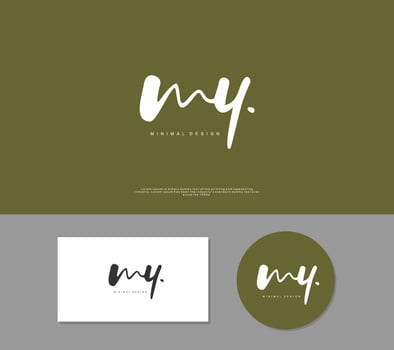 MY Initial handwriting or handwritten logo for identity. Logo with signature and hand drawn style. vector
