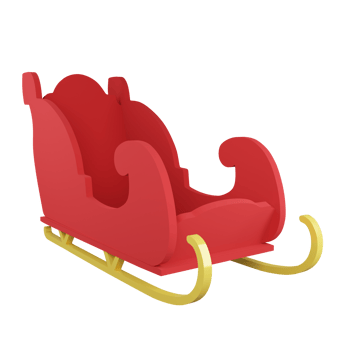 3D rendering empty Christmas sleigh isolated on transparent background 1 png