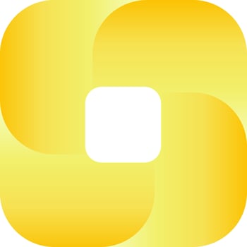 Golden swirl circular square vector illustration for logo, icon, sign, symbol, badge, item, label, emblem or design.