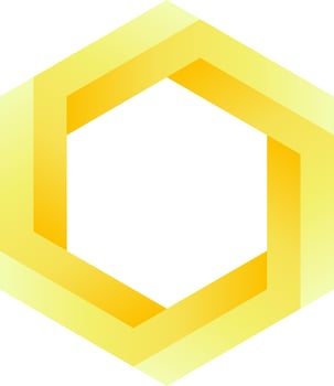 Golden hexagon penrose vector illustration for logo, icon, sign, symbol, badge, item, label, emblem or design